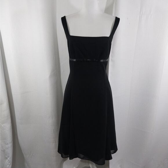 LONDON TIMES! SWEET BLACK PRINCESS CUT RIBBON & BOW DETAIL DRESS! SZ 12 - Picture 2 of 11